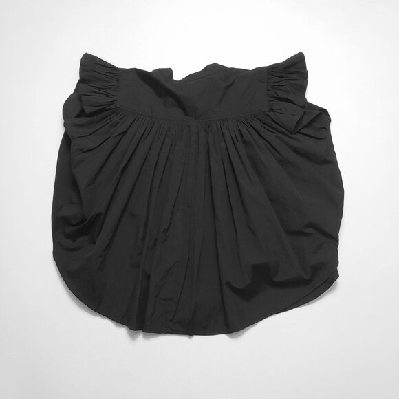 Madewell Poplin Shirred Button Up Shirt Womens XS Jet Black Blouse - Picture 6 of 16